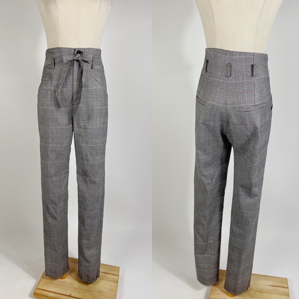 MARISSA WEBB Houndstooth Plaid Tie Waist Trouser Pant Womens 2